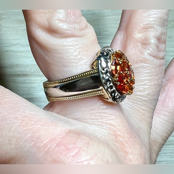 Designer Signed Gems En Vogue 2.00 ctw Orange Sapphire Cluster Ring, Size 9 - Picture 9 of 10